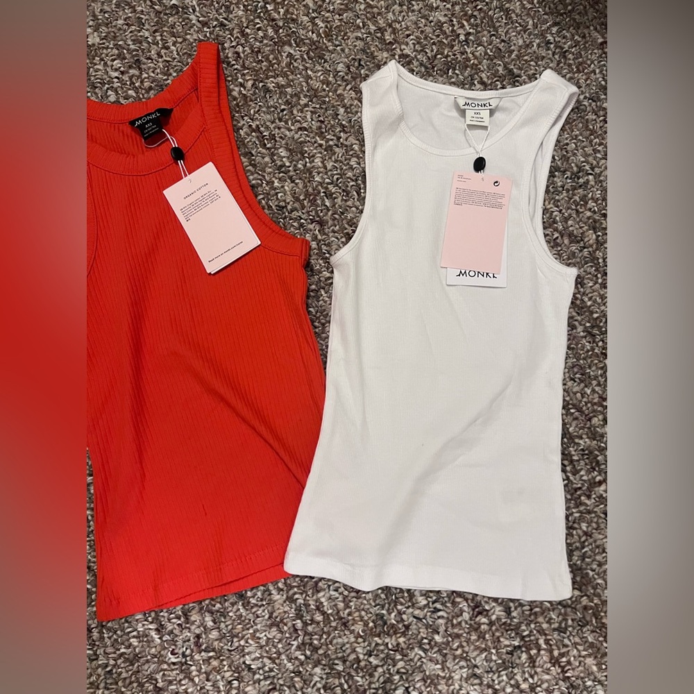 NWT !Monki White Ribbed Tank Tops bundle - Picture 1 of 3